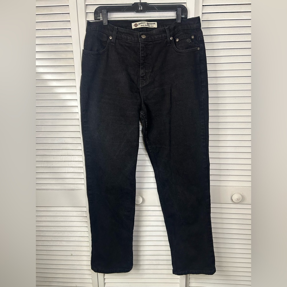 Harley‎ Davidson Straight Leg Black Denim Jeans Size 16